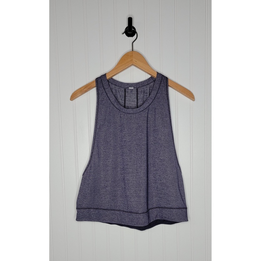 Lululemon Pace Perfect Tank Women's Size 6 Cropped Heathered Midnight Purple